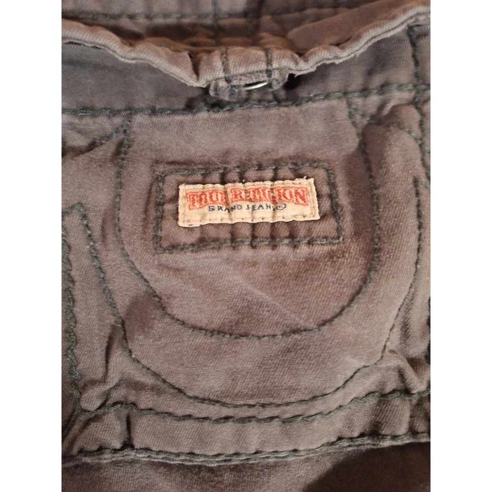 True Religion Anthony Mens Cargo Pants Size 30 Charcoal Grey Straight Drawstring